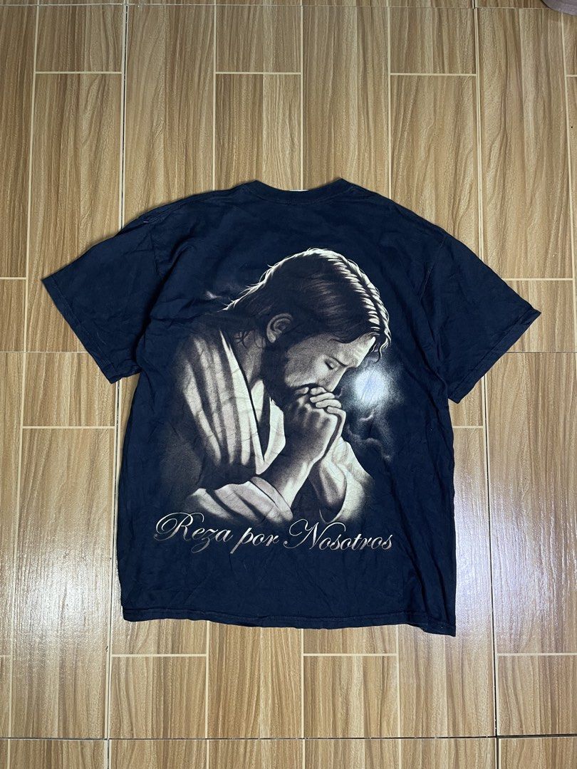 Vintage Jesus Tee (Category: Activewear) located in Naga. Submitted by black-market00 (Listing ID 1466127206, Image 2). Description: Width 23 Lenght 28 Multiple pinholes Minimal hairline.