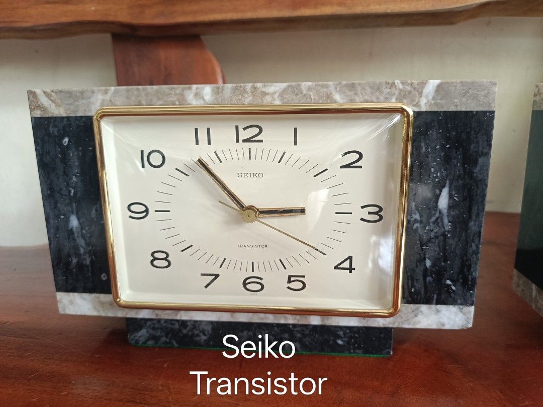 Vintage 4kg Seiko Marble Table Clock, Working (Php 1800 each) (Category: Clocks) located in Imus. Submitted by ABrielleC (Listing ID 1466098941, Image 2). Description: Good Running Condition Php 1800 each Marble Body 👉Seiko Transistor Battery- Size C (1x), not included 👉Seiko Quartz Battery- CR3032 (newly replaced) Dimension for Each Clock Height-6.25in Length-10in Width-2.5in Weight-4kg Remarks- Minor scratches Japan Surplus Item First to pay 