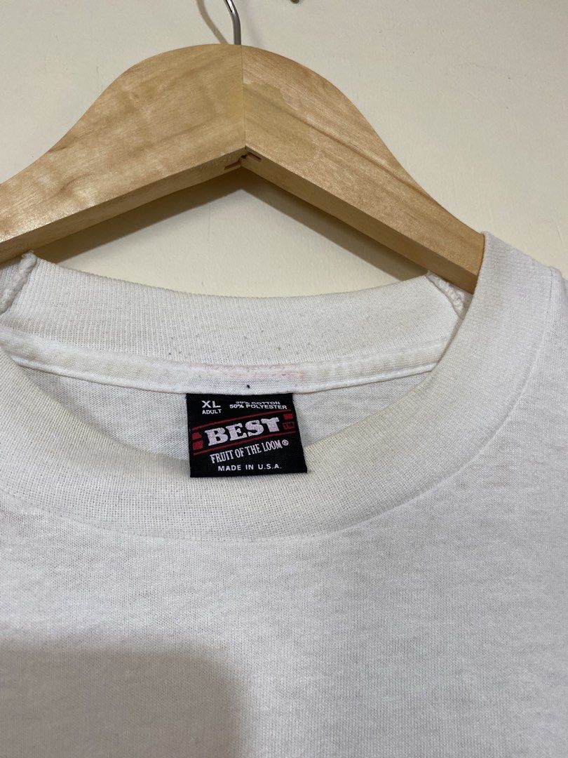 VINTAGE,(LCBI bisons) t-shirt (Category: Tshirts & Polo Shirts ) located in Cavite. Submitted by jc_thrift95 (Listing ID 1466089336, Image 3). Description: - Vintage white graphic t-shirt featuring a “LCBI Bisons” bison head graphic on the front. - Made in USA - Single stitch all the way - L- 28 inch - W- 23 inch - Color rate 8/10 (need wash) - See pictures details for dimes.