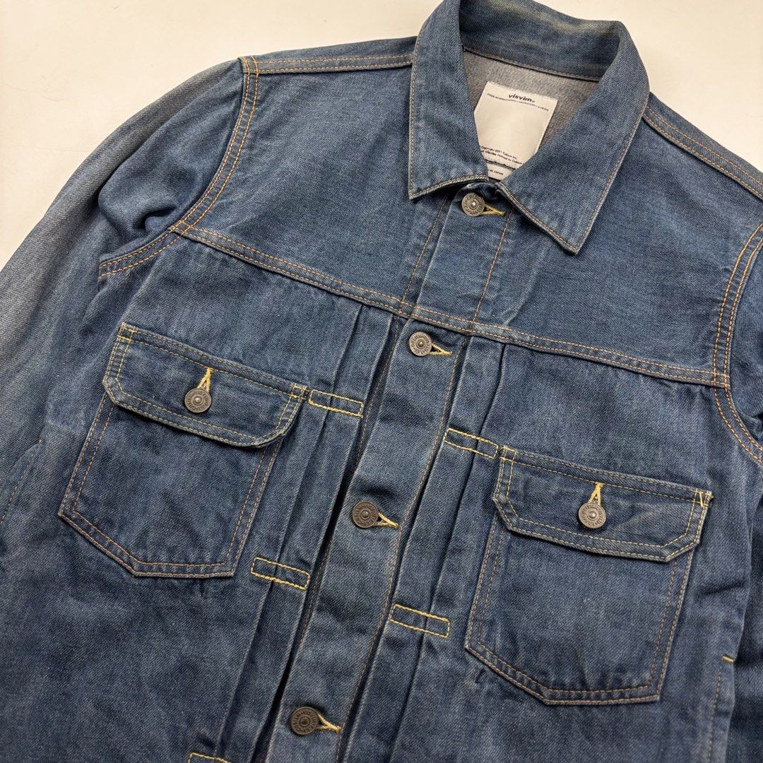 Visvim Type 2 Selvedge Denim Jacket (Category: Coats, Jackets and Outerwear) located in Makati City. Submitted by ragrepository (Listing ID 1465979695, Image 3). Description: Visvim Type 2 Selvedge Denim Jacket Tagged as 1 Length- 25” Pit to pit- 19.5” Sleeves- 25” Shoulder-16” Condition- 8/10 Flaw- Fading .