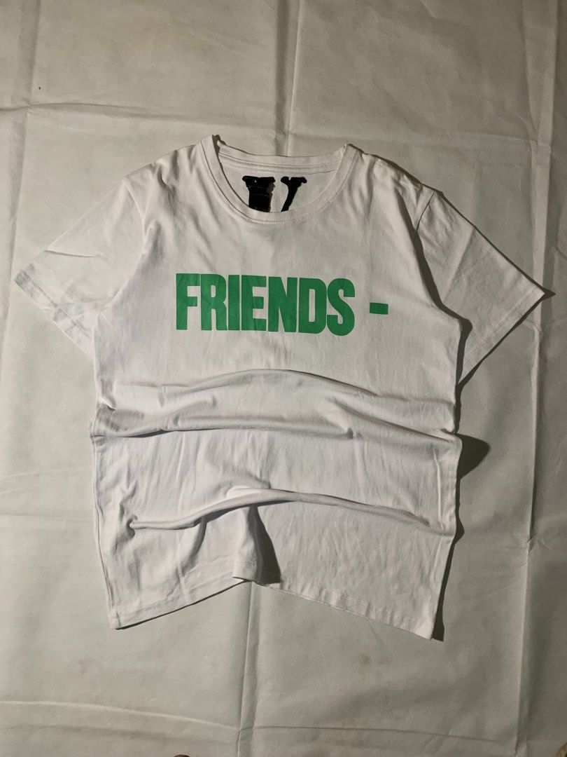 VLONE Friends Logo Tee (Category: Tshirts & Polo Shirts ) located in Cantilan. Submitted by limitedgarments.ww (Listing ID 1465955988, Image 1). Description: •Condition: 9.5/10 •Color rate: 10/10 Width: 20 Length: 27 Size Tag: S Fittings: M-L •issue: Need Extra Wash‼️.