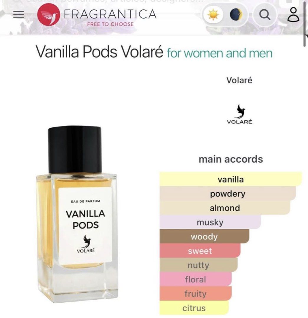 Volaré Vanilla Pods Eau de Parfum (Category: Fragrance & Deodorants) located in Rizal. Submitted by bibble09 (Listing ID 1466149231, Image 2). Description: FS! dubai perfume, sprayed twice lang, below SRP! bought it for ₱1.3k, inspired by Matière Première Vanilla Powder. Rfs, too strong for my liking..