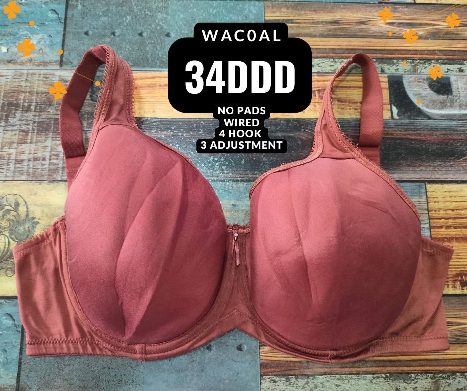 Wacoal 34DDD Wired Bra Rose Pink (Category: Undergarments & Loungewear) located in Manila. Submitted by siashop. (Listing ID 1466005130, Image 1). Description: - Brand: Wacoal - Size: 34DDD - Padding: None (Unpadded) - Closure: 4-hook back closure with 3 size adjustments - Straps: Fully adjustable.