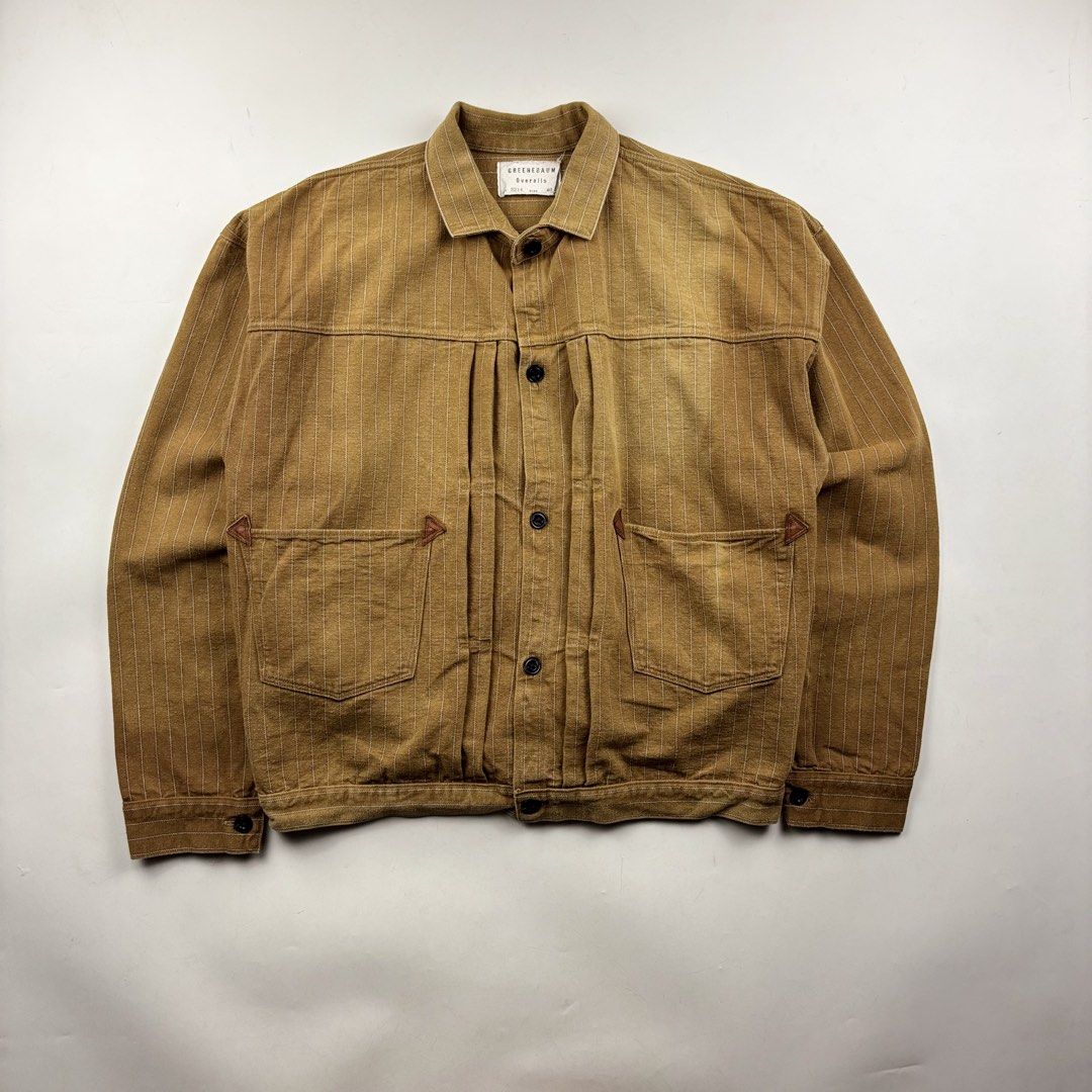 Warehouse & Co. Greenebaum 1880’s Leather Bound Jacket (Category: Coats, Jackets and Outerwear) located in Makati City. Submitted by ragrepository (Listing ID 1465979105, Image 1). Description: Warehouse Greenebaum 1880’s Leather Bound Jacket Tagged as 40 Length- 26” Pit to pit- 24.5” Sleeves- 23” Shoulder-22” Condition- 8/10 Flaw- Beautiful Patina .