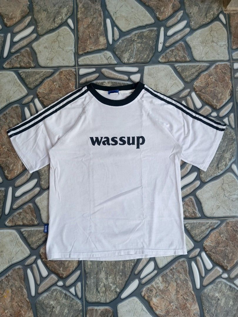 Wassup chest logo T-shirt (Category: Activewear) located in Baggao. Submitted by thriftislife123 (Listing ID 1466035669, Image 2). Description: w:20 l:26 issue:none off/legit pm for more details.