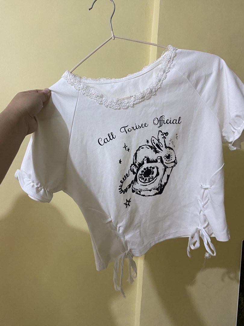 WHITE COQUETTE BABY TEE (Category: Others Tops) located in Dasmarinas. Submitted by hannah.oakph (Listing ID 1466018987, Image 3). Description: .