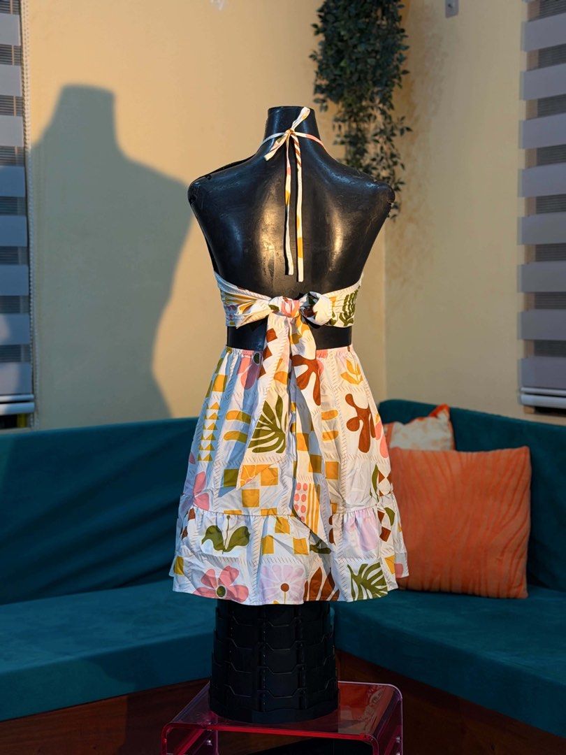 White Floral Summer Dress (Category: Dresses) located in San Pablo. Submitted by akari_kin (Listing ID 1466152309, Image 3). Description: Women's White Floral Summer Boho Vacation Holiday Dress, Colorful Plaid Fruit Graffiti Printed Breast Cup Tie Waist Back Binding Bow A-Line Mini Sling.