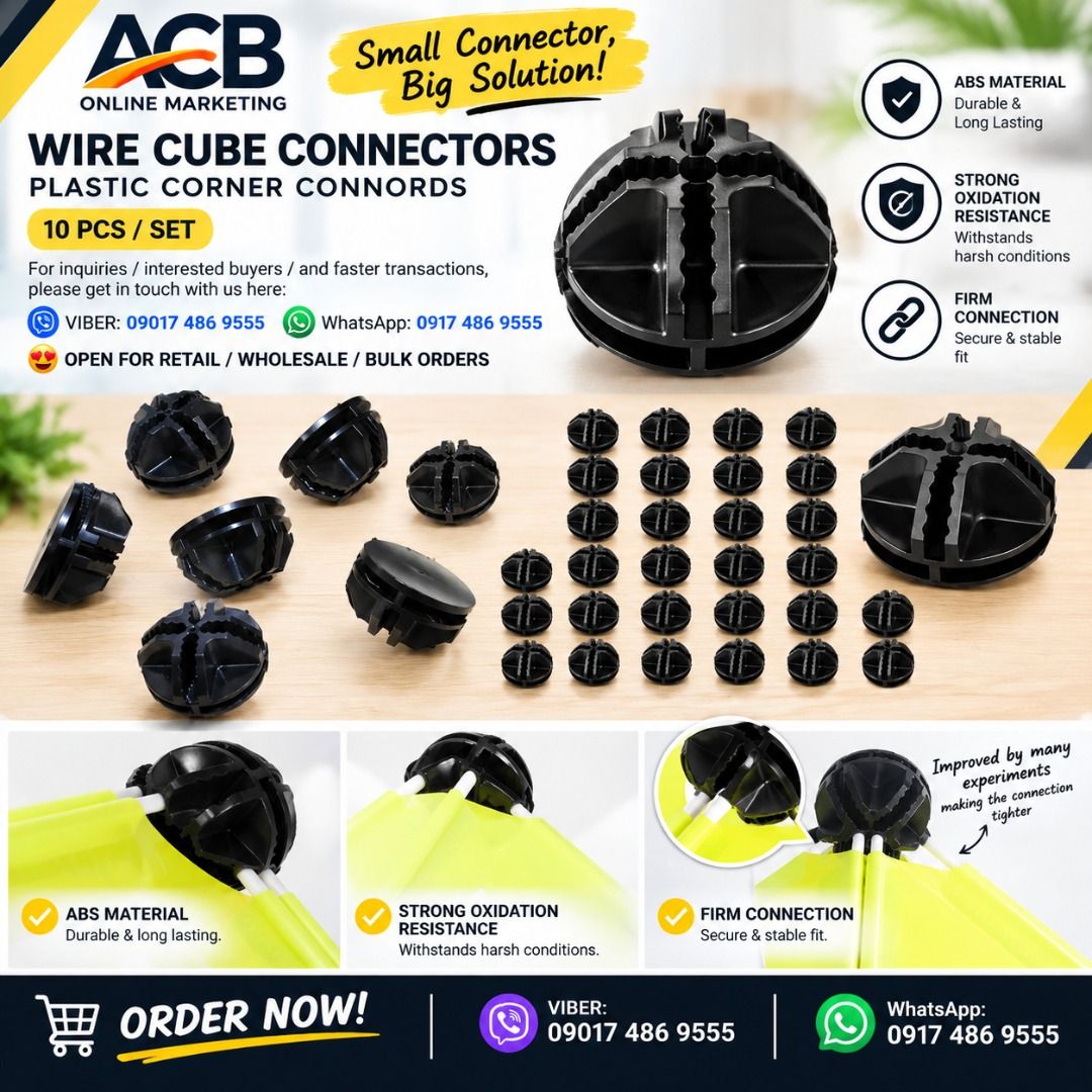 Wire Cube Plastic Connectors for Grid Storage Shelving & Mesh Snap Organizers (Category: Everything Else Others) located in Manila. Submitted by acbdiane (Listing ID 1466025646, Image 1). Description: Wire Cube Plastic Connectors for Grid Storage Shelving & Mesh Snap Organizers The connectors are made of resistant ABS to securely join the panels Compatible with modular closet and wire grid modular Square Each connector has 8 slots for panel corne