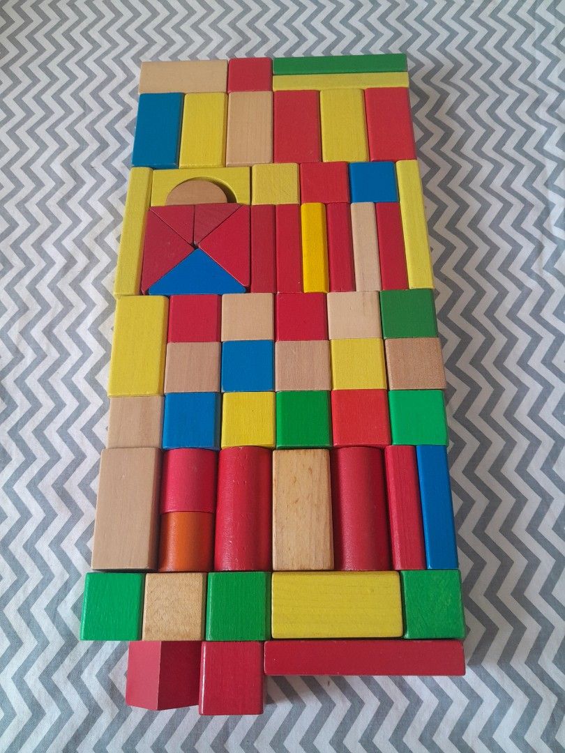 Wooden Building Blocks (Category: Educational & Learning Toys) located in Pasig City. Submitted by three.babybears (Listing ID 1466083630, Image 3). Description: 60+ pieces.
