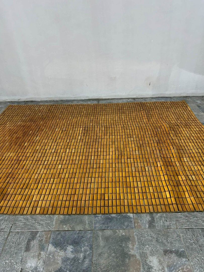 Wooden Matt (Category: Other Home Furniture) located in Meycauayan. Submitted by marygracecasimiro (Listing ID 1465983877, Image 2). Description: Imported Wooden Matt from Japan P5,000 lang suki 74x54in Maganda yan at malaki suki Pang-aesthetic Malamig sa katawan Pwede banig pwede carpet Heavy duty No issue Good Condition💜 Minor Scratch #woodenmatt #surplusjapan #AngelesCity #Pampanga #highlightseveryone.