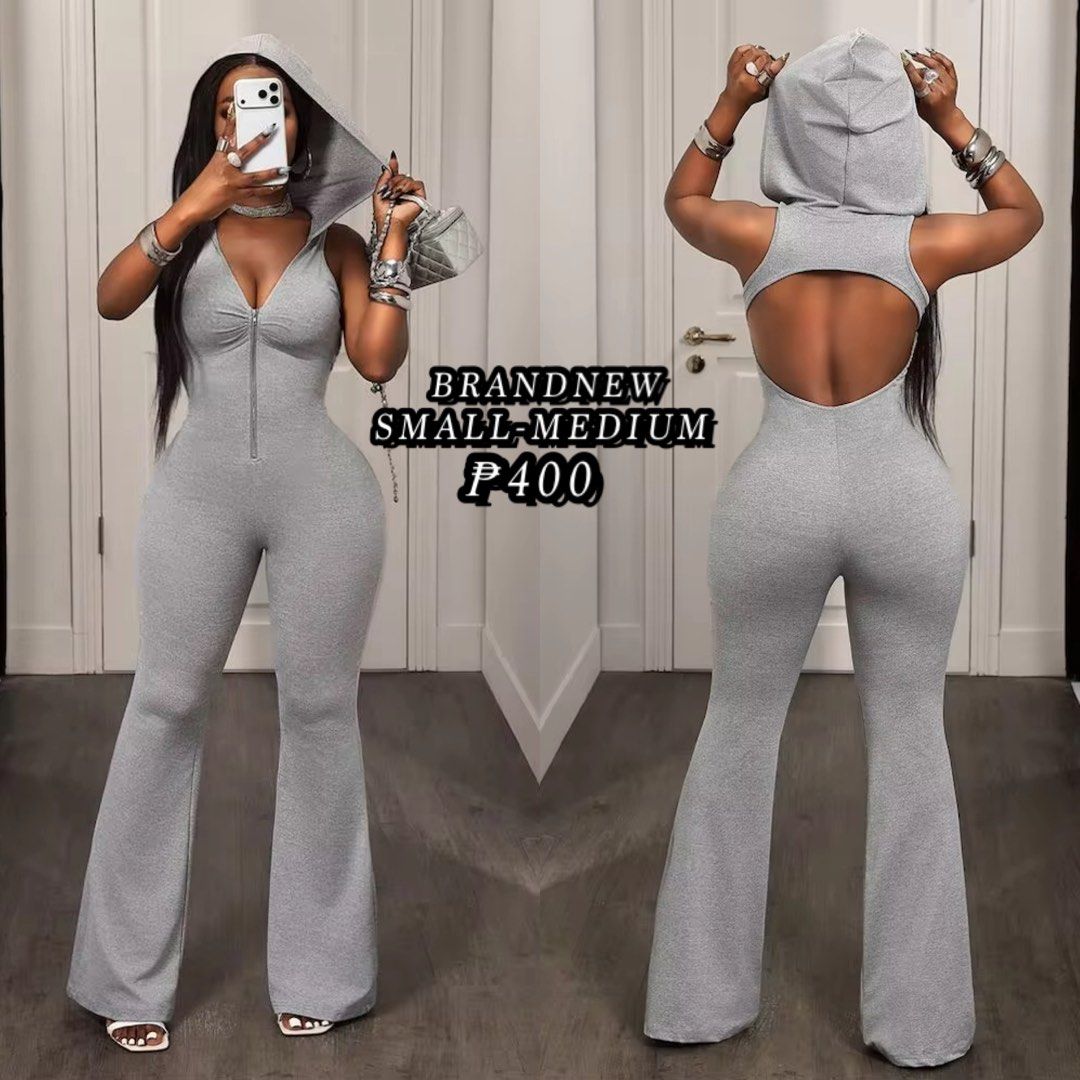 WORKOUT BACKLESS HOODIE FLARED JUMPSUIT (Category: Jumpsuits) located in Taguig. Submitted by jane.klosette (Listing ID 1465972425, Image 1). Description: BRANDNEW DELIVERY VIA LALAMOVE, PAYMENT FIRST. 📍 TAGUIG.