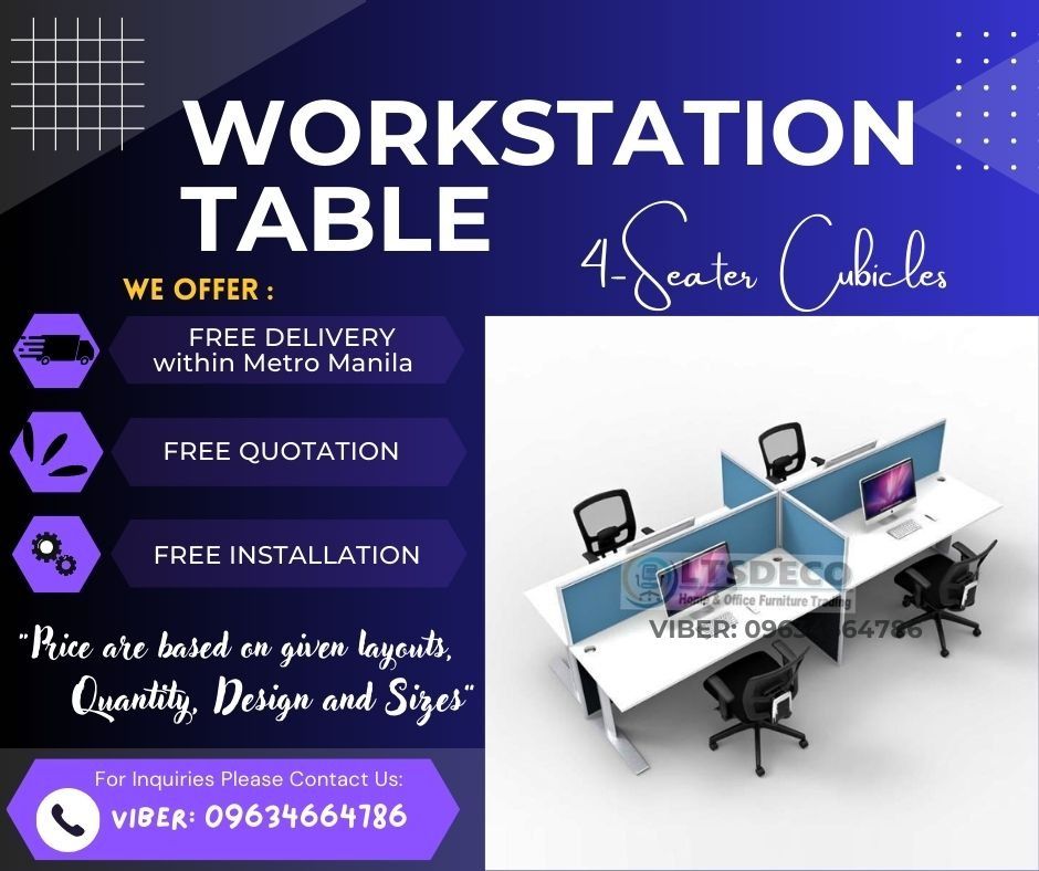 WORKSTATION TABLES MODULAR OFFICE PARTITIONS (Category: Office Furniture & Fixtures) located in Quezon City. Submitted by 09634664786 (Listing ID 1466038375, Image 2). Description: 👉Are you looking for WORKSTATION, MODULAR CUBICLES OFFICE PARTITION, and OFFICE FURNITURE SUPPLIER? LTSDECO Furniture, is direct supplier, manufacturer, and trusted provider of high quality, affordable and durable modular office divider partition, home and office furn