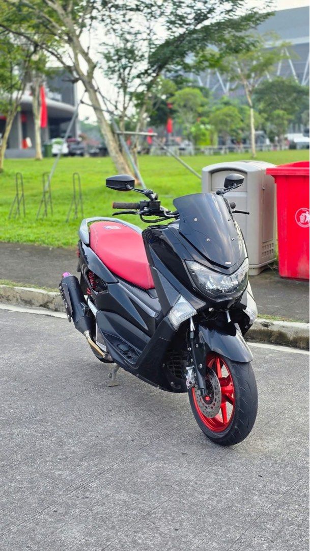 Yamaha NMAX 155 Black Red (Category: Motorbikes for Sale) located in Santa Maria. Submitted by beashirleen (Listing ID 1466136271, Image 1). Description: PTPA! FOR SALE ONLY NMax V1 2019 2020 Acquired Non ABS 2**CC Built by George Victorino Low Mileage (unli check) Complete Papers Head TRF 20/25 head Block TRF 65mm +4 TSMP Segunyal 36mm TSMP TB ARacer Mini X ECU HIRC CVT SET Gearings for loaded engine BRD Radiator JVT V4 Teardrop 38mm RCB Powder 