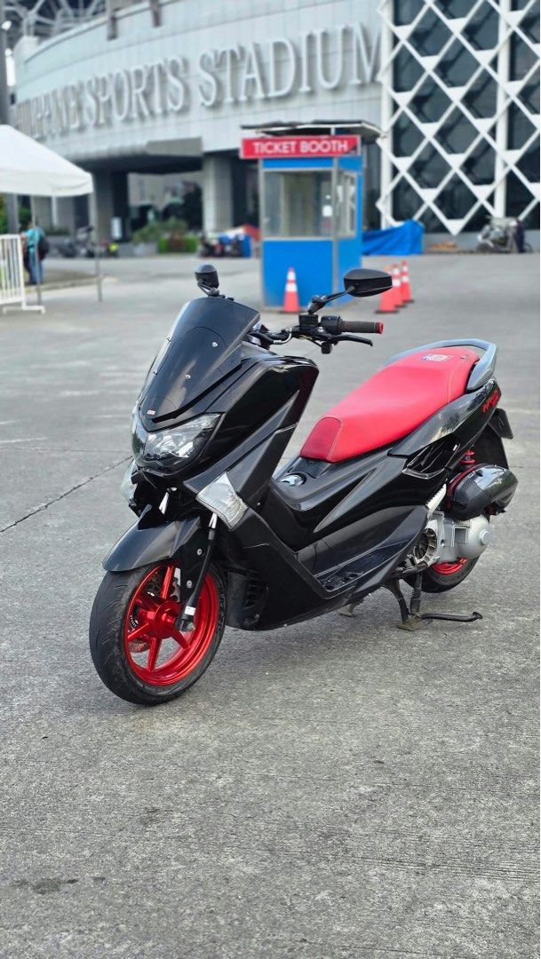Yamaha NMAX 155 Black Red (Category: Motorbikes for Sale) located in Santa Maria. Submitted by beashirleen (Listing ID 1466136271, Image 2). Description: PTPA! FOR SALE ONLY NMax V1 2019 2020 Acquired Non ABS 2**CC Built by George Victorino Low Mileage (unli check) Complete Papers Head TRF 20/25 head Block TRF 65mm +4 TSMP Segunyal 36mm TSMP TB ARacer Mini X ECU HIRC CVT SET Gearings for loaded engine BRD Radiator JVT V4 Teardrop 38mm RCB Powder 