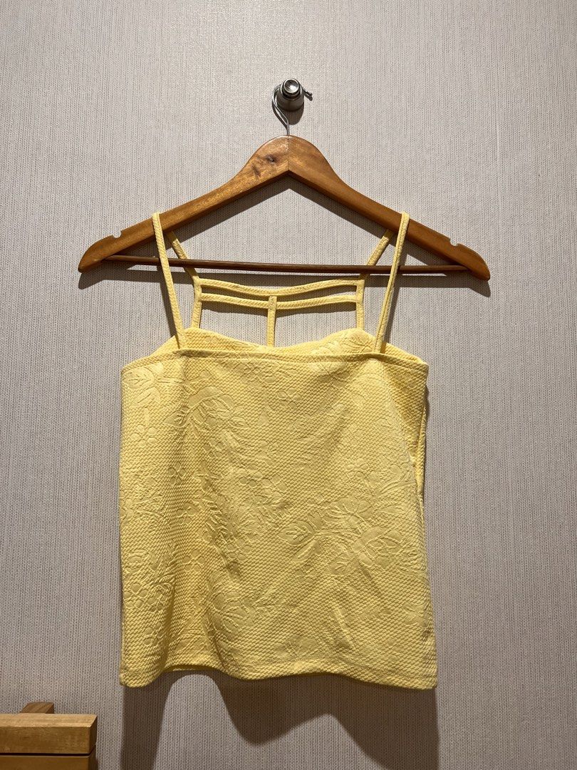 Yellow Floral Embossed Cami Top (Category: Sleeveless) located in Manila. Submitted by preloved_items122 (Listing ID 1466036363, Image 2). Description: .