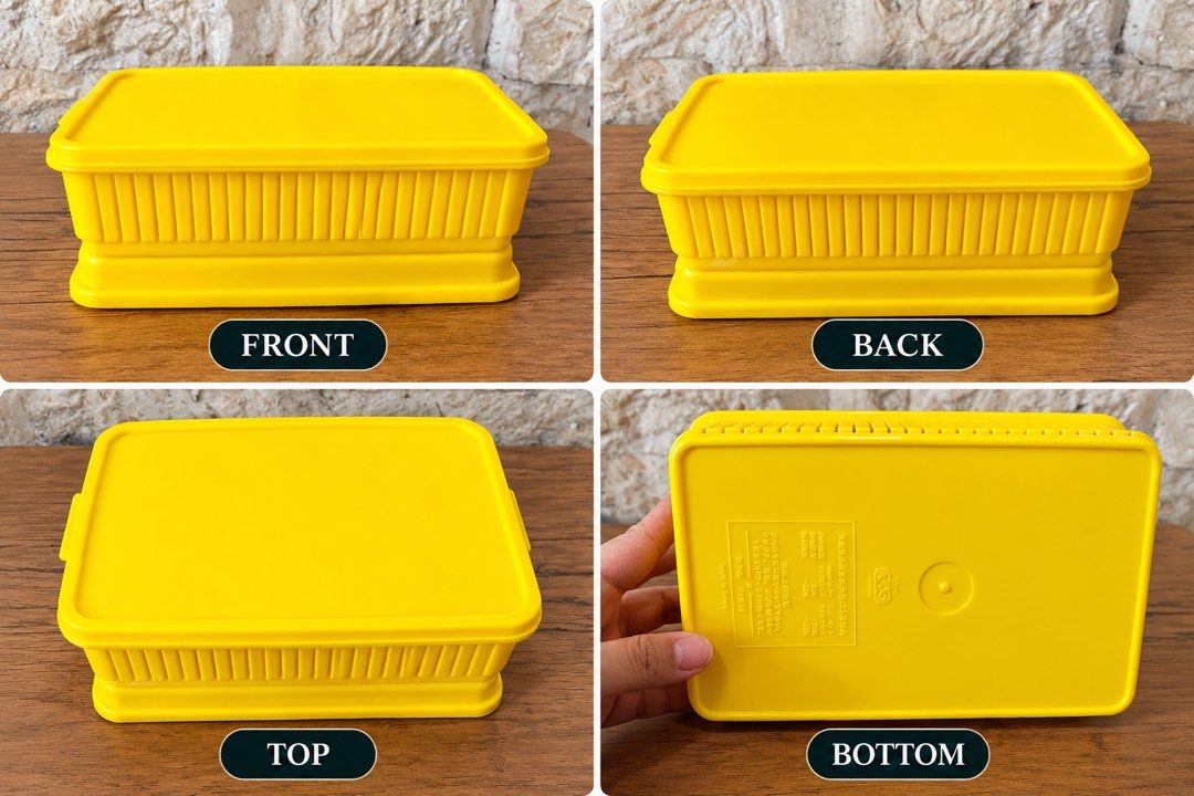 yellow plastic storage container 8.5in (Category: Food Organization & Storage) located in San Fernando. Submitted by dntjapansurpluselyu (Listing ID 1466027698, Image 1). Description: .