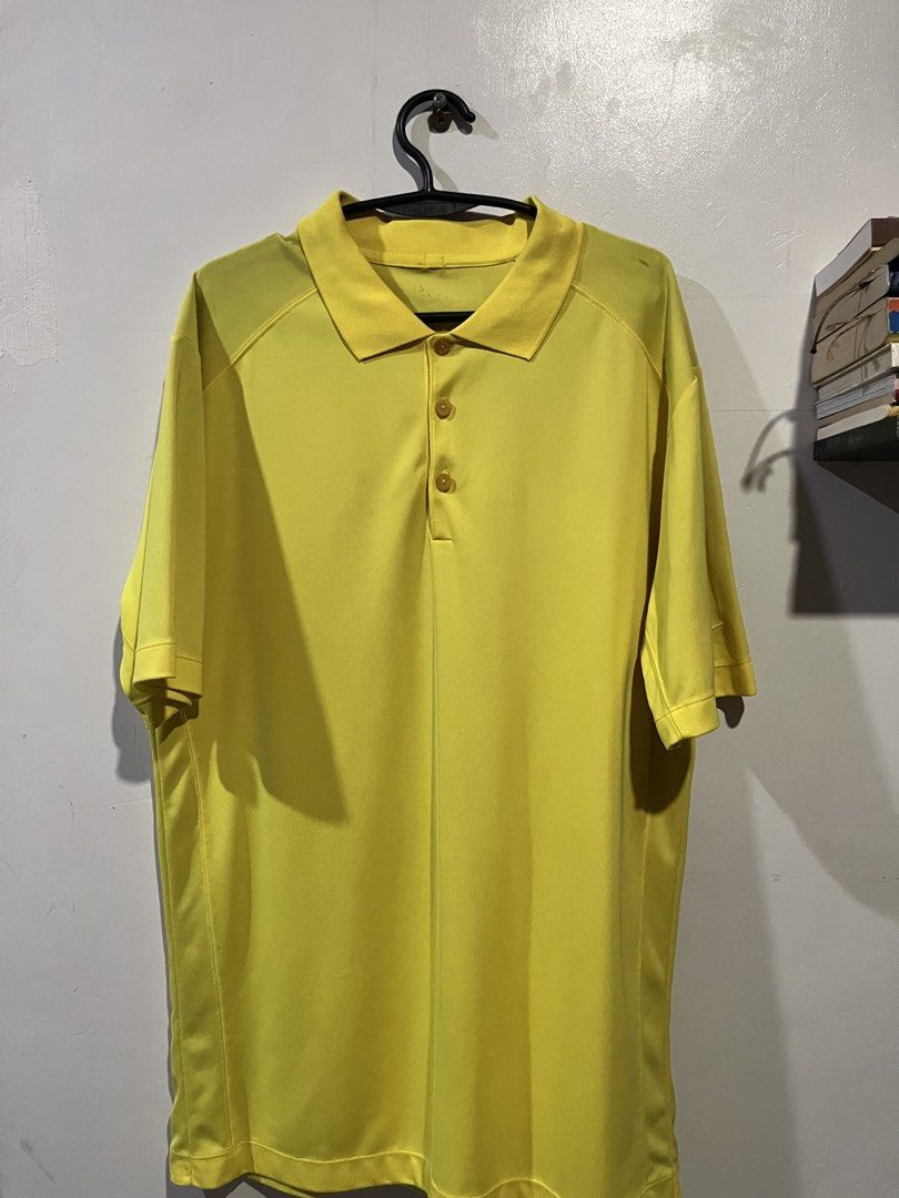 Yellow polo shirt short sleeve button placket (Category: Tshirts & Polo Shirts ) located in Manila. Submitted by updilimangaragesale (Listing ID 1466147211, Image 2). Description: - Color: Bright yellow - Material: Smooth synthetic fabric - Fit: Relaxed fit for all-day comfort - Design: Classic collar with three-button placket and short sleeves - Styling: Easy to pair with your favorite jeans or shorts - Ideal for: Casual wear, everyday errands, 