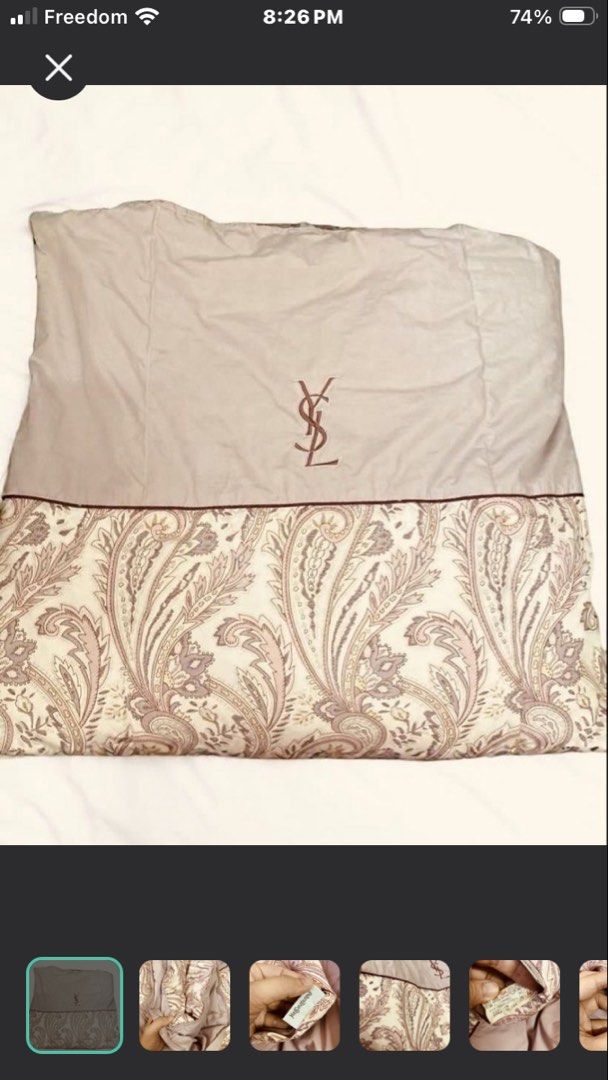 YSL Blanket (Category: Bedding & Towels) located in Plaridel. Submitted by emilia.lily (Listing ID 1465978683, Image 3). Description: New out of box lang Unused From Japan Size on photo I would say usual large size ng comforter ito.