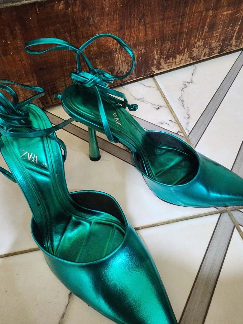 Zara lace-up pointed toe high heels (Category: Heels) located in Mandaue City. Submitted by ceeeejj (Listing ID 1465999175, Image 1). Description: Only used twice.