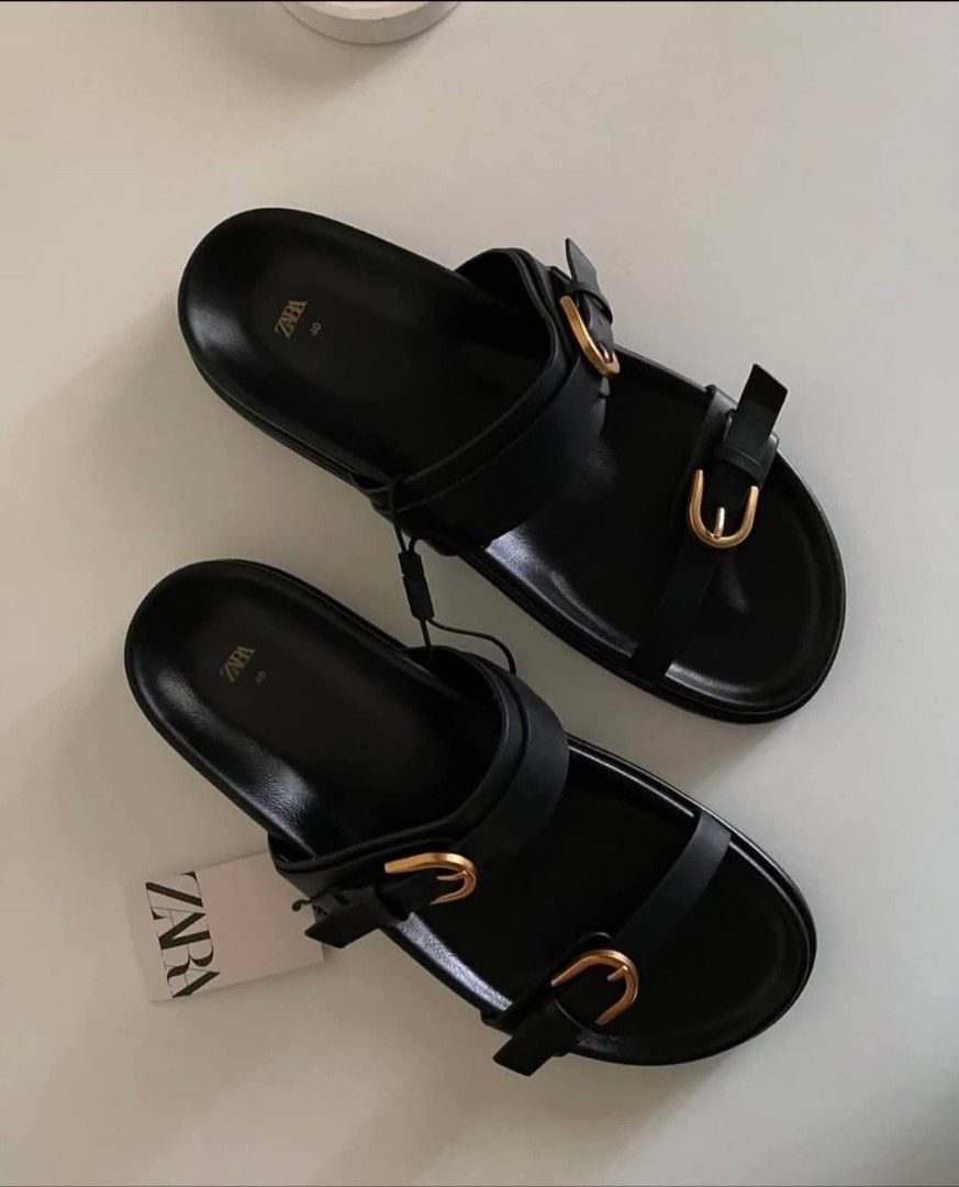 Zara strappy sandals (Category: Flats & Sandals) located in Lipa City. Submitted by prettymaj25 (Listing ID 1466088090, Image 1). Description: minimalist, clean and classy design, perfect for everyday outfit,comfortable and lightweight. 100% original 35 to 40.