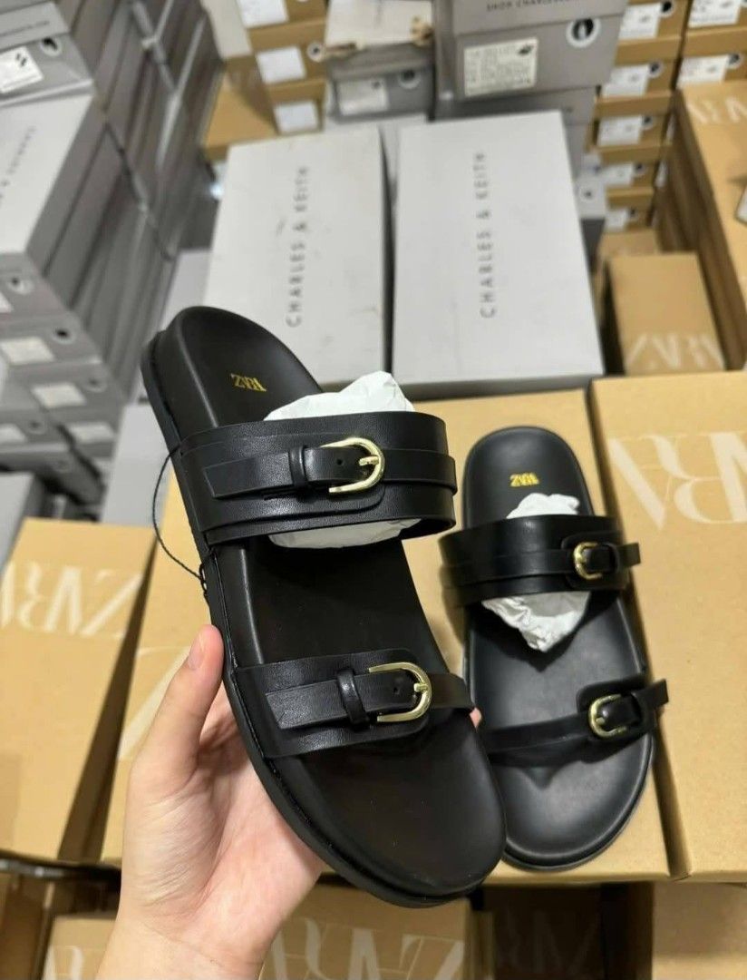 Zara strappy sandals (Category: Flats & Sandals) located in Lipa City. Submitted by prettymaj25 (Listing ID 1466088090, Image 2). Description: minimalist, clean and classy design, perfect for everyday outfit,comfortable and lightweight. 100% original 35 to 40.