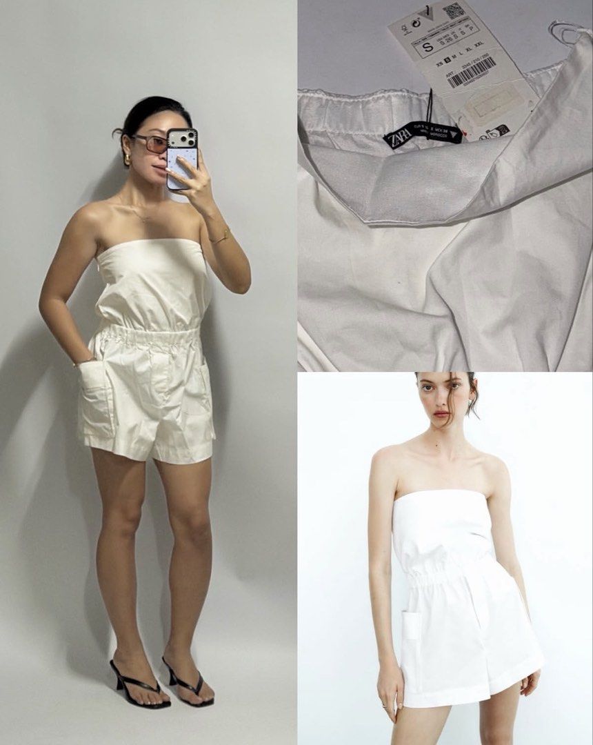Zara White Cargo Tube Romper (Category: Rompers) located in Tacloban City. Submitted by pantonellaph (Listing ID 1466018096, Image 1). Description: ZARA White Cargo Tube Romper Size: Small (bnew with tag).