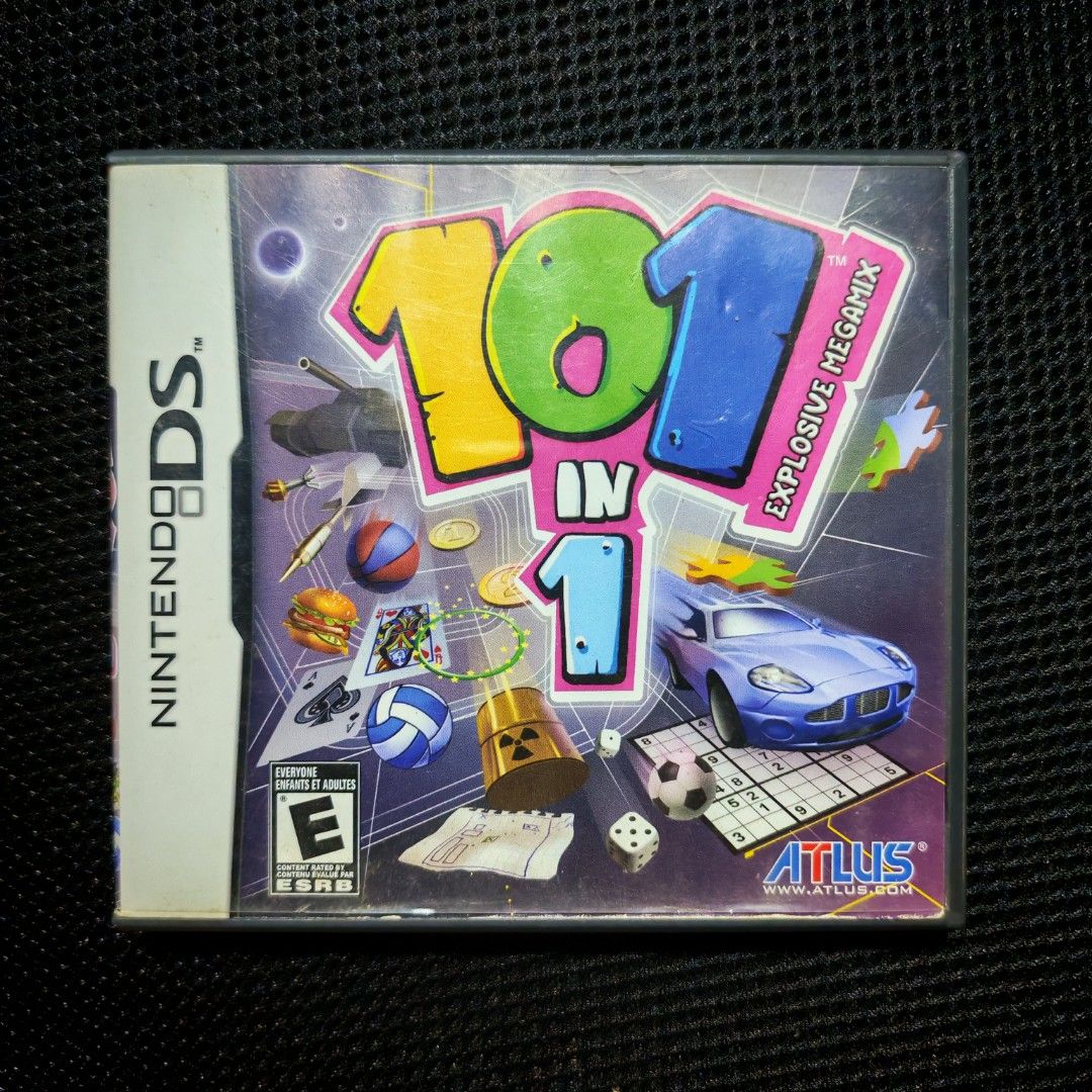 101-in-1 Explosive Megamix Nintendo DS Game (Category: Nintendo) located in Manila. Submitted by royaltree.06a603 (Listing ID 1466273946, Image 1). Description: - Platform: Nintendo DS - Developer: Atlus - Content: Over 100 arcade, sports, and puzzle games - Condition: Tested and 100% working - Inclusions: Original cartridge, case, and health/safety booklet - ESRB Rating: Everyone - Perfect addition to any DS collection!.