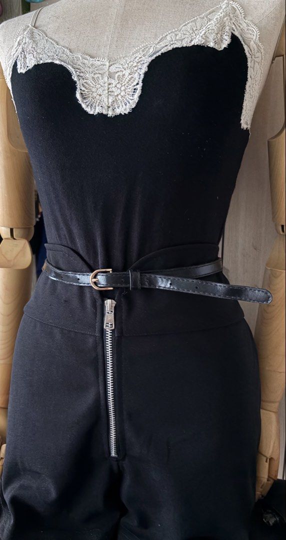10. Black Slim Leather Belt (Category: Belts) located in Quezon City. Submitted by wagwagan_ukay_blues (Listing ID 1466232663, Image 1). Description: From Japan In good condition Please expect signs of usage Hole Size -24”-29” Overall - 32” Width -.5” Novaliches Qc.