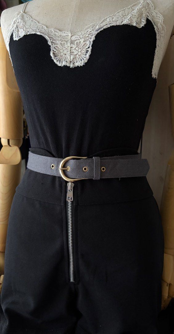 10. Plain Gray with Gold hardware Fabric Belt (Category: Belts) located in Quezon City. Submitted by wagwagan_ukay_blues (Listing ID 1466231772, Image 1). Description: From Japan In good condition Please expect signs of usage Hole Size -24”-27” Overall - 31” Width -1.1” Novaliches Qc.