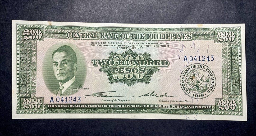 1951 200PESOS UNC/VF BANKNOTE (Category: Currency) located in Roxas. Submitted by hobbyisthub (Listing ID 1466284021, Image 3). Description: ONLY 1 AVAILABLE/CROSS-POSTED AUTHENTIC/UNC/VF SHIPS 1-2 DAYS,ADD SF GCASH PAYMENT PLS DO YOUR OWN GRADING BEFORE PURCHASING PM SELLER FOR ANY QUERIES THANK YOU!.