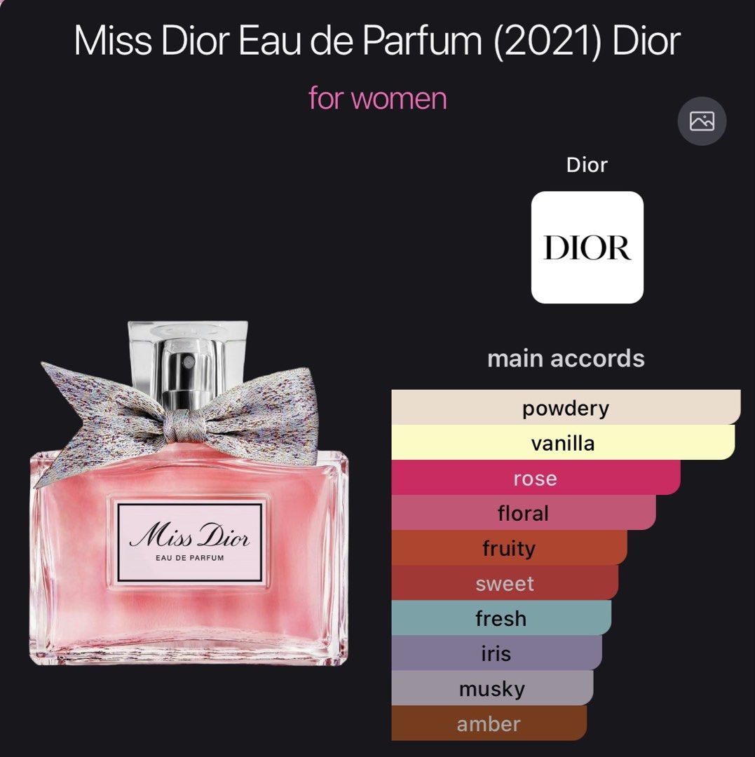 2ml DECANT | Miss Dior EDP (Category: Fragrance & Deodorants) located in Malolos. Submitted by xoxoche_n (Listing ID 1466230553, Image 2). Description: Soft, elegant, and feminine with a beautiful rosy floral scent and a warm, slightly sweet finish Full bottle not for sale ‼️ Perfume will be transferred into a glass spray bottle.