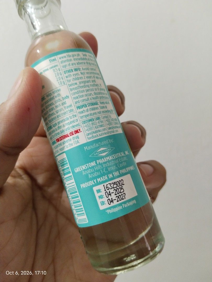 ✨ Katinko Oil Liniment (Category: Body Care) located in Las Pinas. Submitted by cjgcloset (Listing ID 1466244548, Image 2). Description: Expiration 2027.
