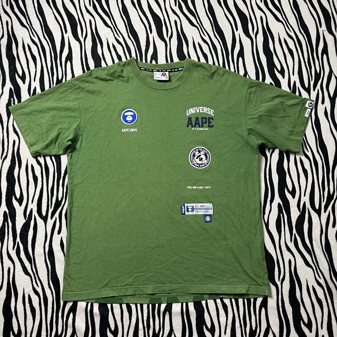 Aape green multi logo tshirt (Category: Tshirts & Polo Shirts ) located in Manila. Submitted by royaldripmanila (Listing ID 1466287122, Image 1). Description: No issue W23 L29.5.
