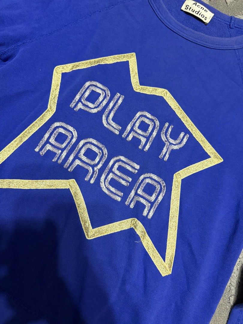 Acne Studios - Play Area Blue Sweatshirt (Category: Coats, Jackets and Outerwear) located in Cavite. Submitted by commoncourtesy (Listing ID 1466223844, Image 3). Description: Size Small.