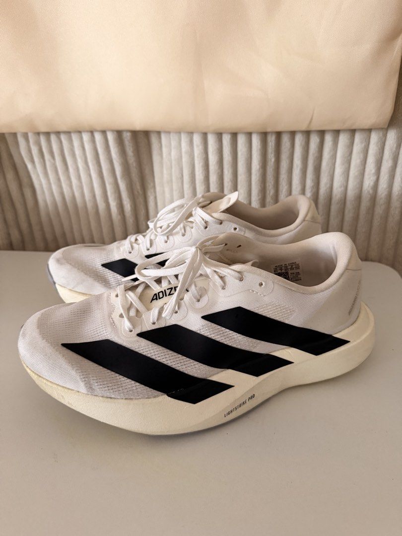 Adidas Adizero Evo SL (Category: Sneakers) located in Makati City. Submitted by prelovedbymilez (Listing ID 1466326186, Image 2). Description: For Sale Adizero Evo SL White/Black Size 9 Womens Size 8 Mens 4,800 only still with receipt! (₱8,500 srp) still in good condition worn twice only Ayala Makati loc.