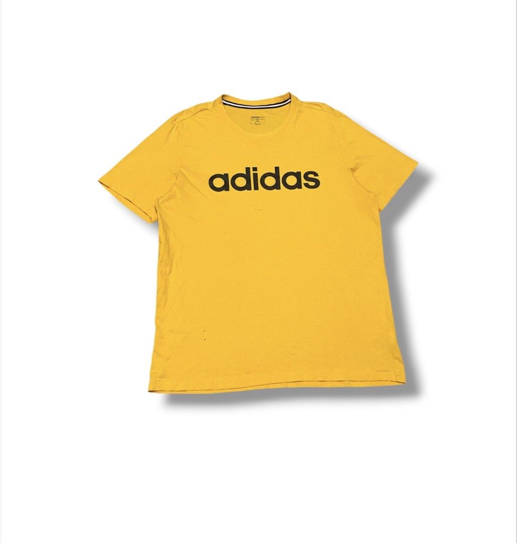 Adidas Mustard Tee (Category: Tshirts & Polo Shirts ) located in Bulacan. Submitted by sanjisthrift (Listing ID 1466310004, Image 1). Description: Size Large Width 21 Length 28 Good Condition 9/10 Need wash Stains.