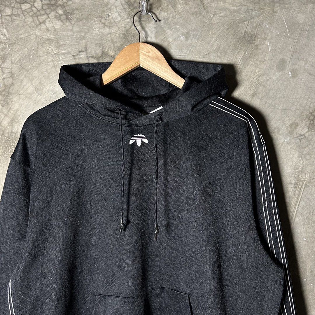 Adidas x Alexander Wang - Alt Dimension Pullover Hoodie (Category: Coats, Jackets and Outerwear) located in Tayabas. Submitted by streetdepartment (Listing ID 1466313631, Image 2). Description: Adidas x Alexander Wang - Alt Dimension Pullover Hoodie Excellent condition Flaw/s: cut tags, the gamuza print of alt dimension has been removed and minimal flaws in fabric (kindly check pics) Size: Small on tag fits Large Measurements (inches): Width: 23.