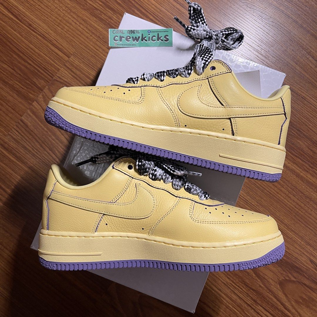 AF1 Low Kobe 'Soft Yellow' (Category: Sneakers) located in Pasig City. Submitted by crewkicks.ph (Listing ID 1466264033, Image 3). Description: AF1 Low Kobe 'Soft Yellow' Size 9 US Brand new Missing purple laces ₱ 7,998 ONLY! (Below SRP) +1.5K TV .
