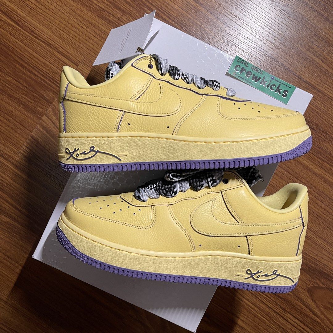 AF1 Low Kobe 'Soft Yellow' (Category: Sneakers) located in Pasig City. Submitted by crewkicks.ph (Listing ID 1466264033, Image 2). Description: AF1 Low Kobe 'Soft Yellow' Size 9 US Brand new Missing purple laces ₱ 7,998 ONLY! (Below SRP) +1.5K TV .