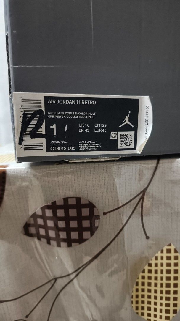Air Jordan 11 Retro Cool Grey (Category: Sneakers) located in Manila. Submitted by almanzakie00206 (Listing ID 1466327364, Image 3). Description: Air Jordan 11 Retro in medium grey and multi-color. Size US 11, UK 10, EUR 45, CM 29. Suede upper with patent leather mudguard and white midsole. Includes original box and extra grey laces packed in plastic. MARIKINA CITY LOC NO ISSUES 3X USED ONLY.