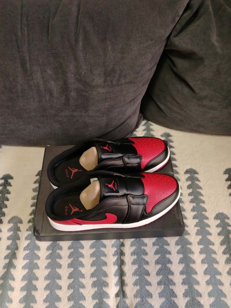 Air Jordan Mule Black Varsity Red (Category: Sneakers) located in Rizal. Submitted by sanjane923 (Listing ID 1466223481, Image 2). Description: - Model: Air Jordan Mule - Colorway: Black and Varsity Red - Size: Men's US 11 / Women's US 12.5 - Features: Easy slip-on design with a textured golf traction outsole - Packaging: Original box included - Condition: Brand new / authentic.