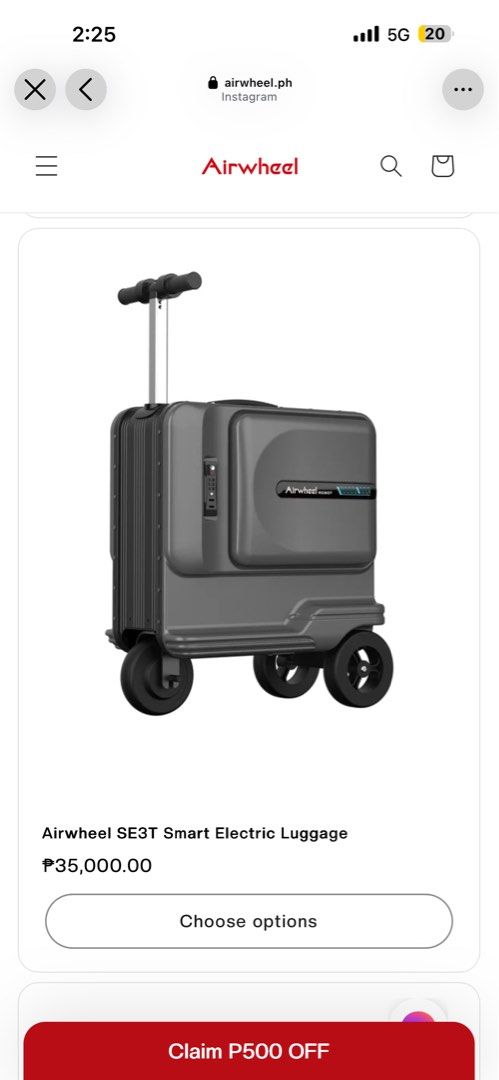 Airwheel Smart Electric Luggage (Category: Luggage) located in Manila. Submitted by itschristnotkris (Listing ID 1466207967, Image 1). Description: will send actual pics to serious inquirers .