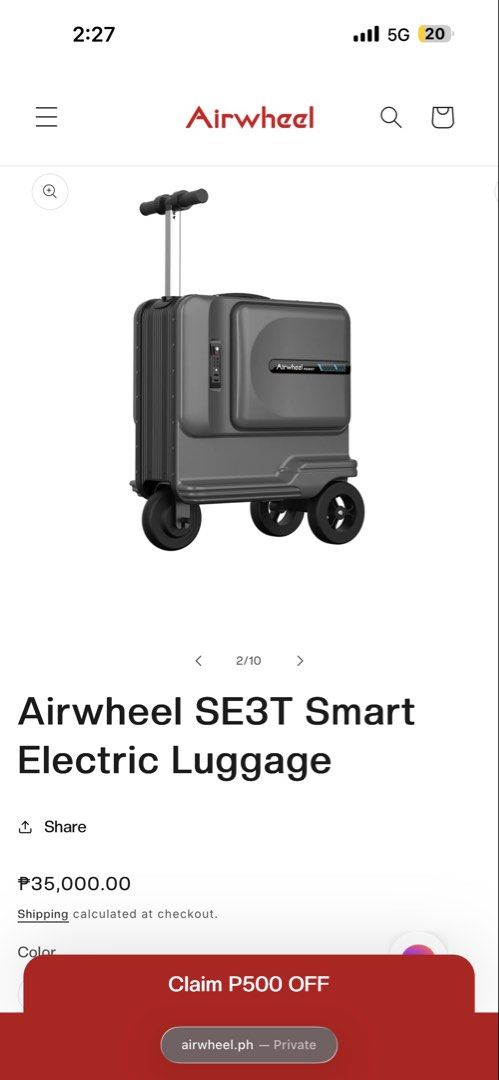 Airwheel Smart Electric Luggage (Category: Luggage) located in Manila. Submitted by itschristnotkris (Listing ID 1466207967, Image 2). Description: will send actual pics to serious inquirers .