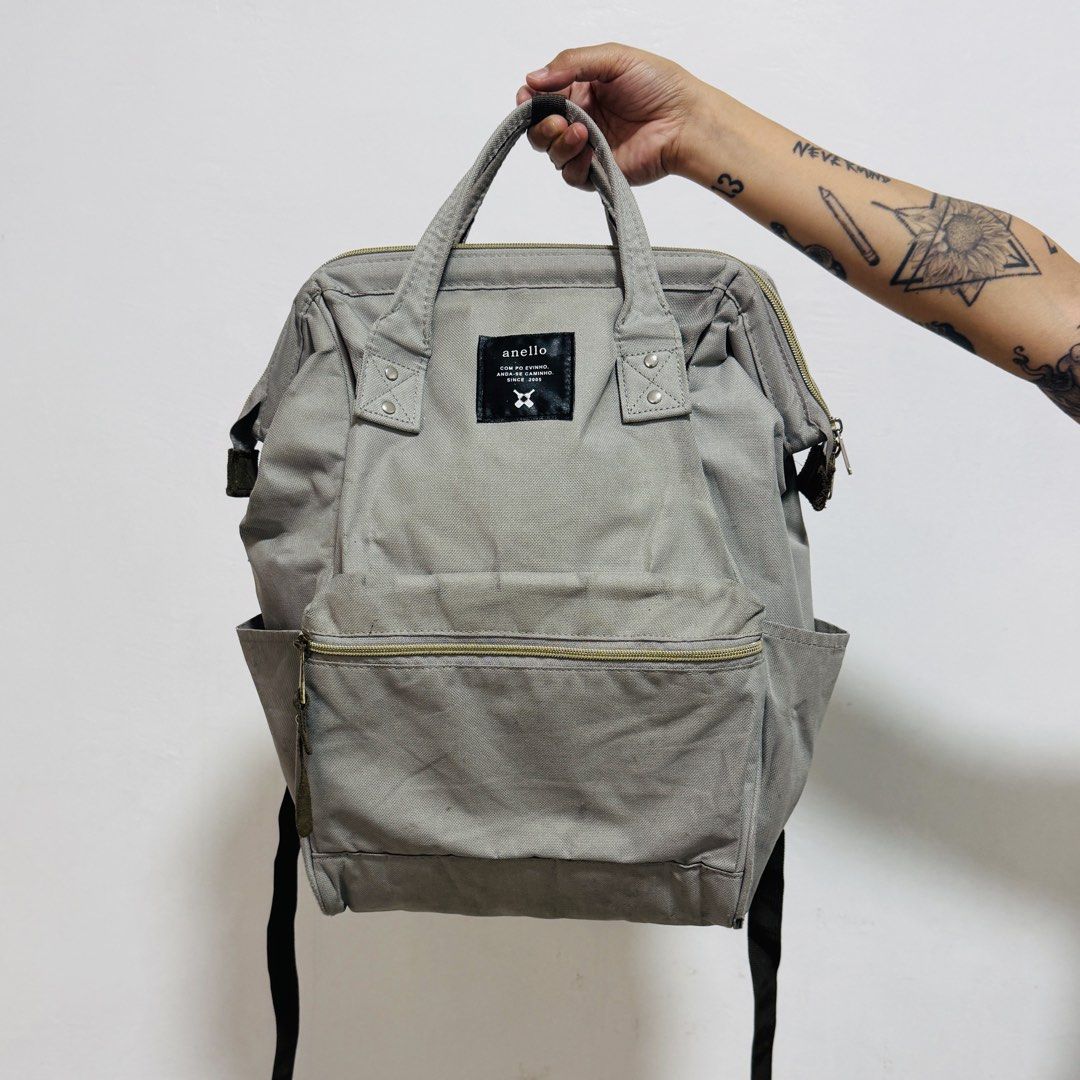 ANELLO BACKPACK (GREY) (Category: Backpacks) located in Quezon City. Submitted by hervics (Listing ID 1466239395, Image 1). Description: With some flaws Original Needs cleaning Good for mommy bag or school bag RFS: Decluttering .