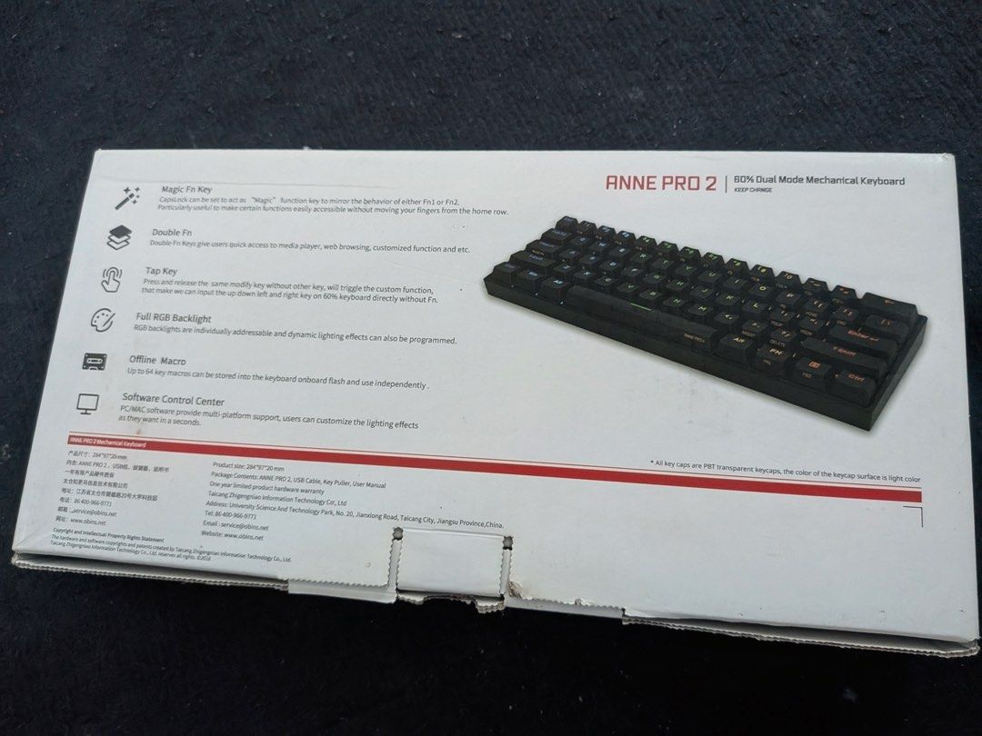 Anne Pro 2 60% Mechanical Keyboard (Category: Computer Keyboard) located in Makati City. Submitted by leov__ (Listing ID 1466307152, Image 2). Description: - Model: Anne Pro 2 Mechanical Keyboard (60% Layout) - Connectivity: Dual mode (Wired & Wireless) - Lighting: Full RGB Backlighting - Keycaps: Black with 2 extra yellow accent keys included - Brown Switch - Inclusions: Original box - Condition: Excellent, great for gaming and productivity setu