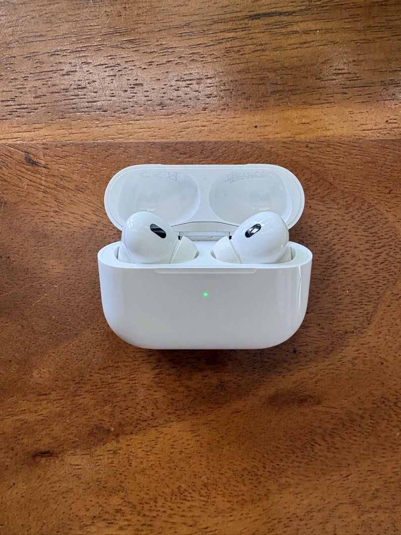 Apple Airpods Pro 2 (w/ right pod issues) (Category: Earphones) located in Quezon City. Submitted by turak2020plus1 (Listing ID 1466235269, Image 3). Description: Apple Airpods Pro 2 Details & Issues - Complete with box & all eartips - Issue: Right airpod will not charge sometimes and will only charge up until 67% sometimes. - Besides issues, case and left airpod is in great condition Meet up or Via courier SF care of buyer.