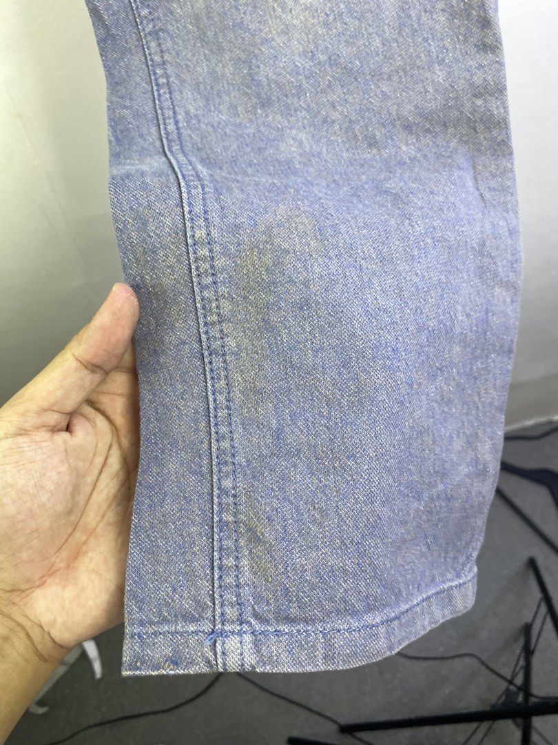 Armani Exchange Light Blue Denim Jeans (Category: Jeans) located in Manila. Submitted by declutterpromax (Listing ID 1466214049, Image 2). Description: - Brand: Armani Exchange - Color: Light blue denim - Fit: Standard straight leg - Style: Classic five-pocket with button fly - Size: Marked on taped label on the front - Origin: Made in China - Condition: Ready to wear.