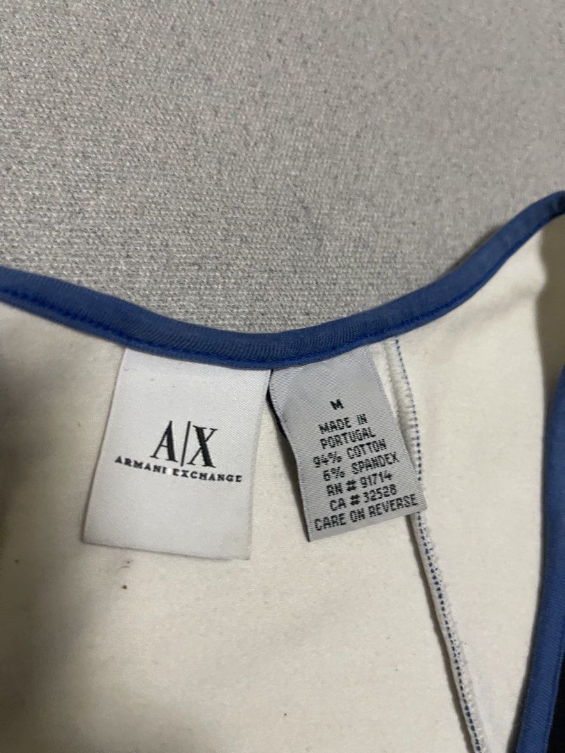 Armani Exchange y2k Tanktop (Category: Sleeveless) located in Bulacan. Submitted by sanjisthrift (Listing ID 1466314308, Image 3). Description: Size Medium Width 13.5 Length 18 Good Condition 9/10 Stains.