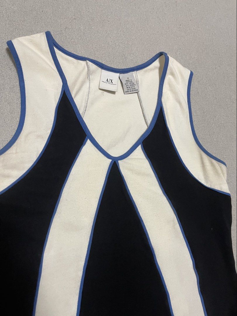 Armani Exchange y2k Tanktop (Category: Sleeveless) located in Bulacan. Submitted by sanjisthrift (Listing ID 1466314308, Image 2). Description: Size Medium Width 13.5 Length 18 Good Condition 9/10 Stains.