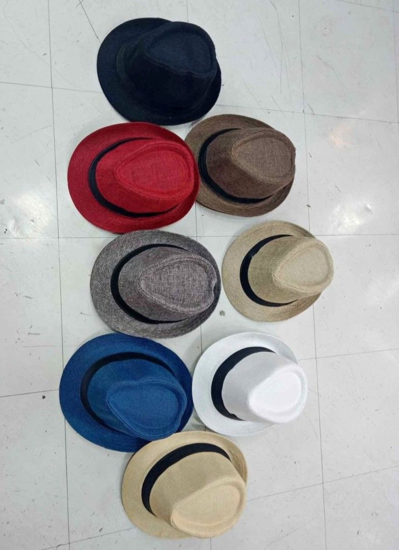 Assorted Fedora Hats Various Colors and Styles (Category: Caps & Hats) located in Manila. Submitted by zdmal (Listing ID 1466166934, Image 2). Description: - Variety of colors: Black, red, brown, grey, tan, blue, and white - Chic contrasting dark ribbon band around the crown - Lightweight and breathable material for all-day comfort - Easy to style for casual days, parties, or outdoor events - Brand new and ready to ship nationwide.